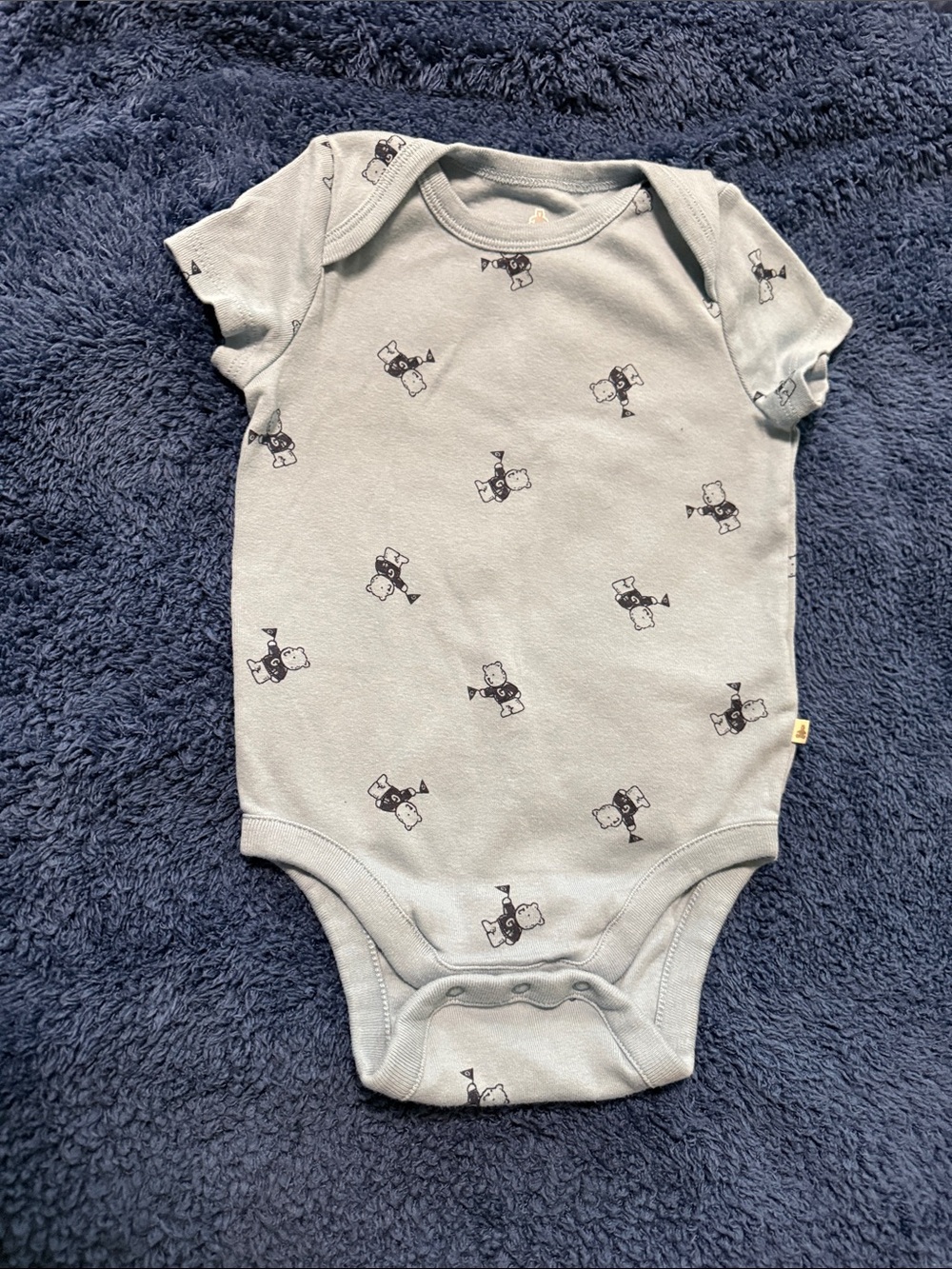 GAP Light Blue Baby Bodysuit with Bear Print
